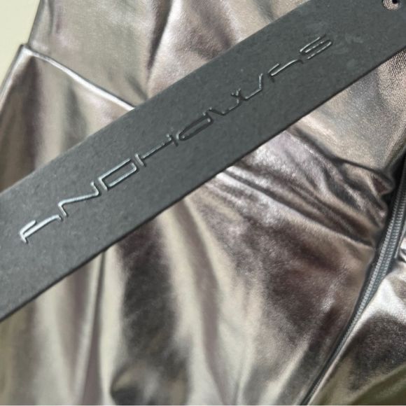 NEW Symphony Dress Strapless Mini Metallic Chrome Silver S - Picture 10 of 13